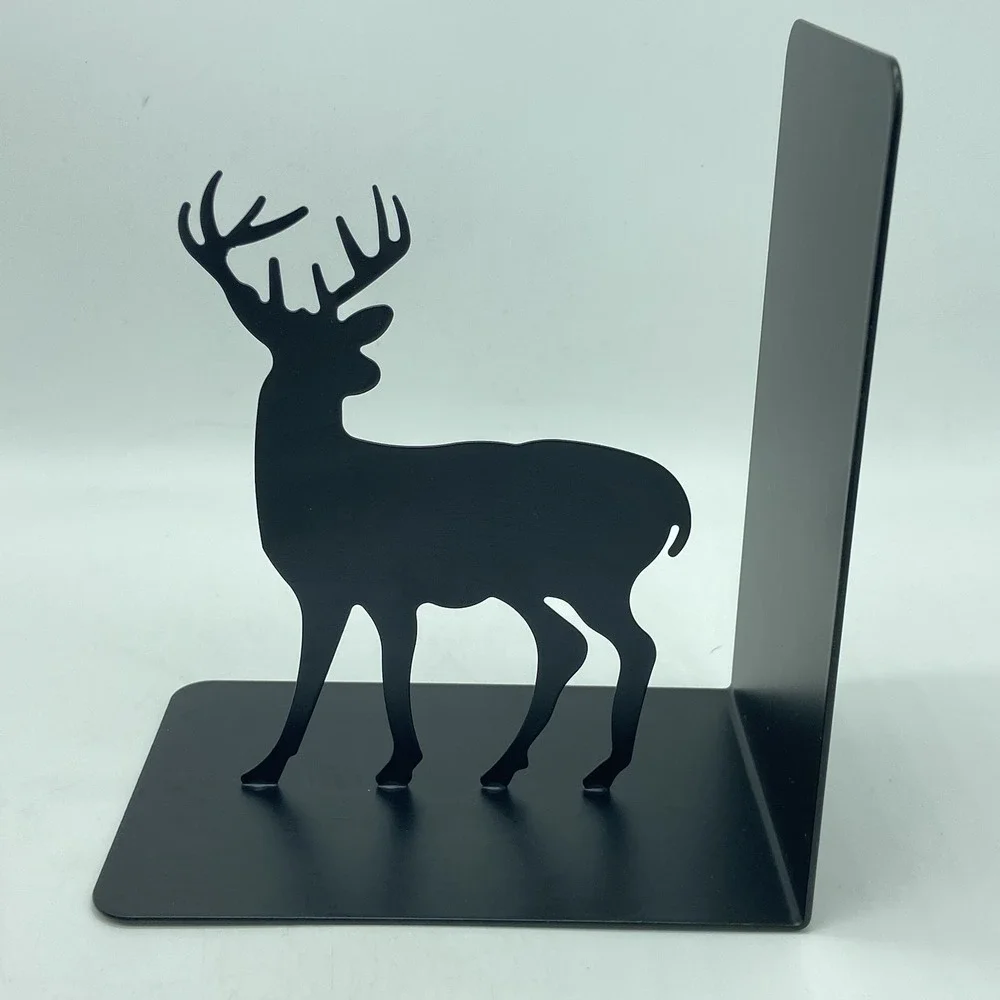 Decorative Buck And Doe Metal Bookends Black Cabincore Man Cave Deer‎